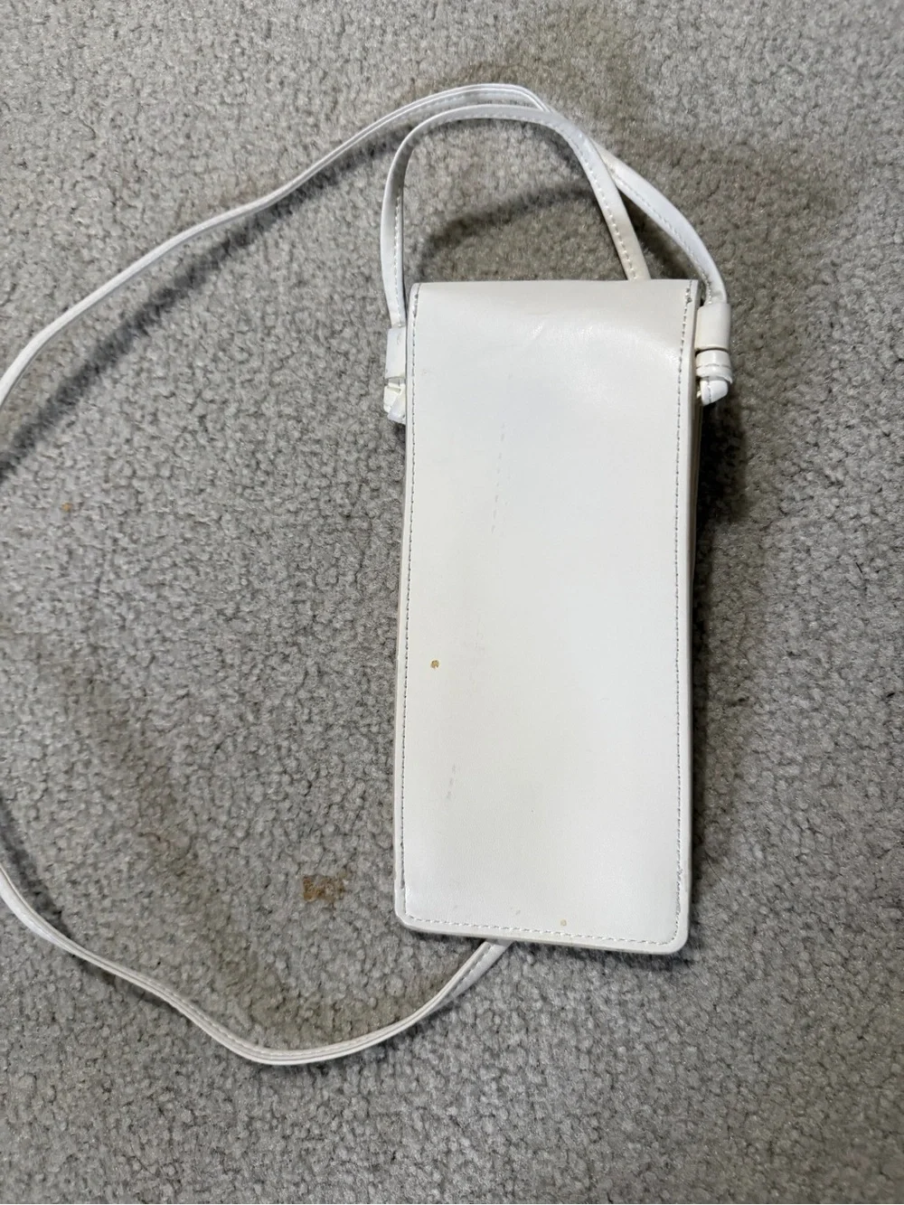 Celine White Leather Vertical Phone Pouch with Strap